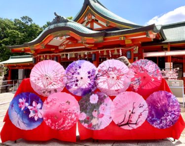 ［堺市南区］多治速比売神社、和傘の設置　８月末までの土日祝　ペットと撮影もOK
