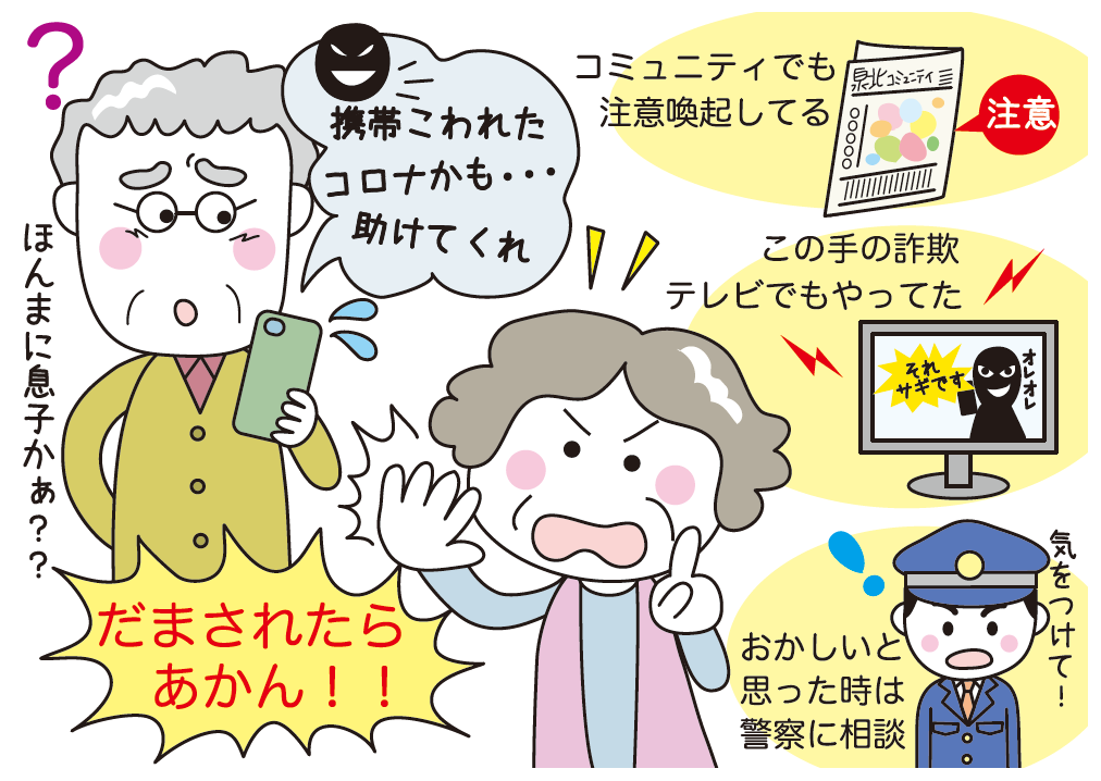 110番イラスト(詐欺注意喚起)