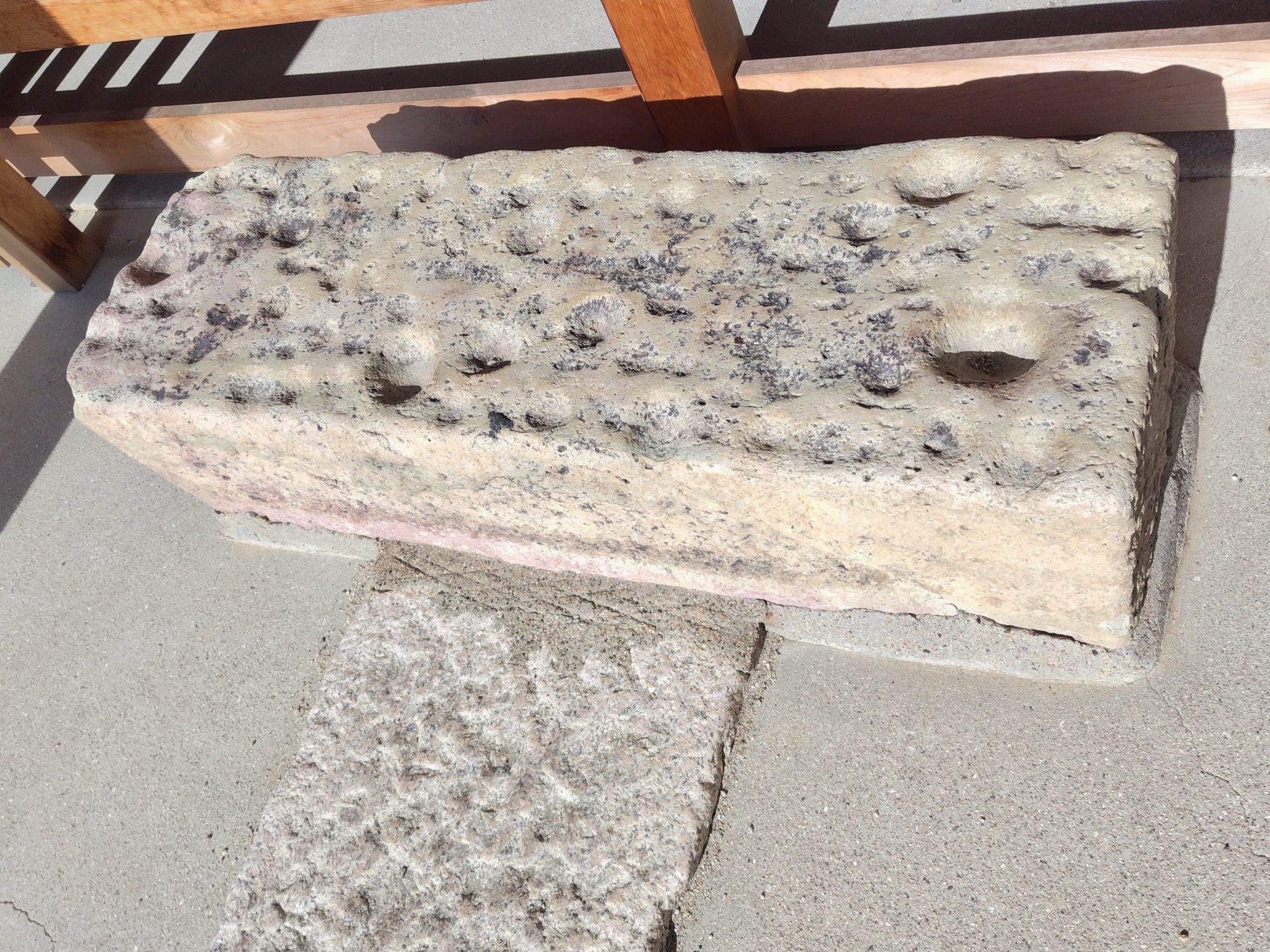 たこ焼きの鉄板のような窪みのある靴脱ぎ石