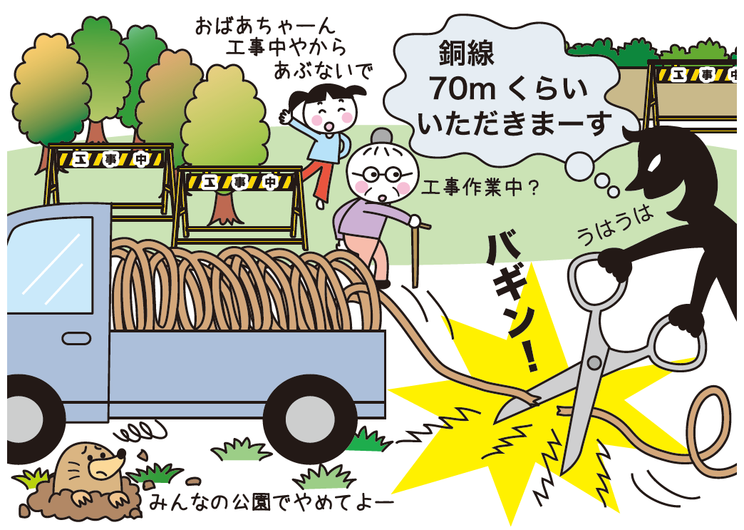 110番イラスト(銅線盗難)